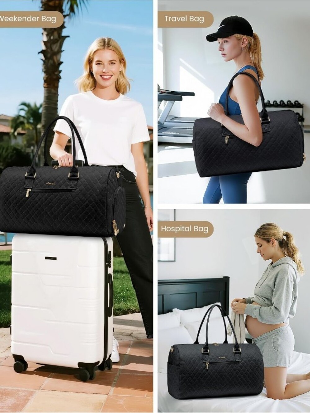 LOVEVOOK Travel Duffle Bag, Weekender Bag, Gym Duffel Bag, Carry On - Picture 4 of 12